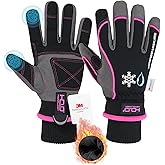 HANDLANDY Waterproof Insulated Work Gloves, 3M Thinsulate Thermal Winter Gloves for Men Women Touch Screen, Warm Ski Snowboard Cold Weather Gloves (Medium, Pink)