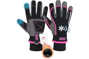 HANDLANDY Waterproof Insulated Work Gloves, 3M Thinsulate Thermal Winter Gloves for Men Women Touch Screen, Warm Ski Snowboard Cold Weather Gloves (Medium, Pink)