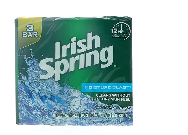 IRISH SPRING DEODORANT BATH BAR SOAP MOISTURE BLAST, 3.75 OZ