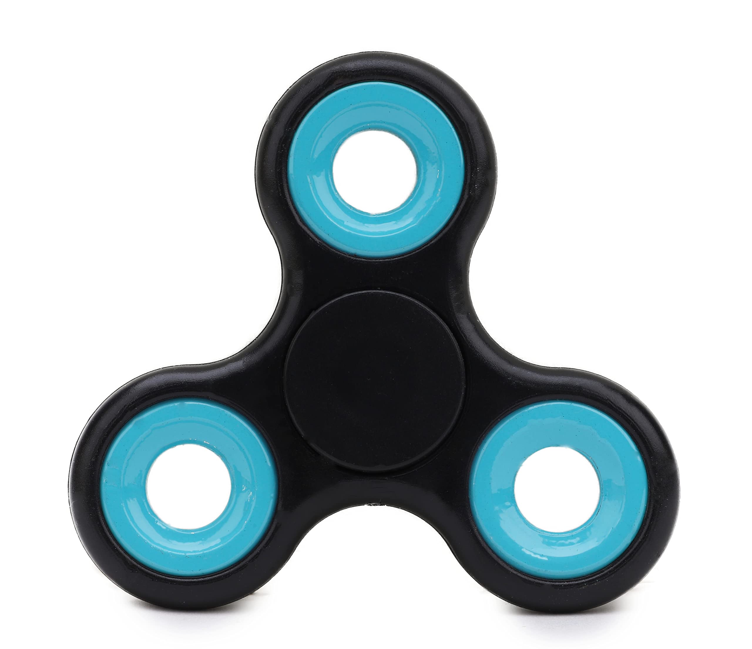 Toyland® Fidget Hand Spinner - Stress and Anxiety Relief - Assorted Colours (Black & Blue Rings)