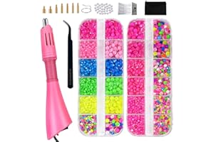 CLEKSPOYE Hotfix Rhinestones Bedazzling Kit,Iron-on Hot Fix Applicator Setter Tool with Rhinestones,Hot Fixed Wand for Clothes Clothing Fabric Crafts,Neon Set 1