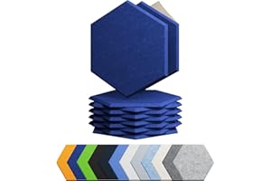 Amantech 12 Pack Acoustic Panels Self Adhesive Sound Proof Foam, High Density Sound Acoustic Panel, 12X10.23X0.4 Inch Hexagon Panels in Home, Office, Reccording Room, Studio,and more(Telecom Blue)