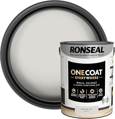 Ronseal One Coat Everywhere Paint Winter Sky Matt 5L Durable Interior