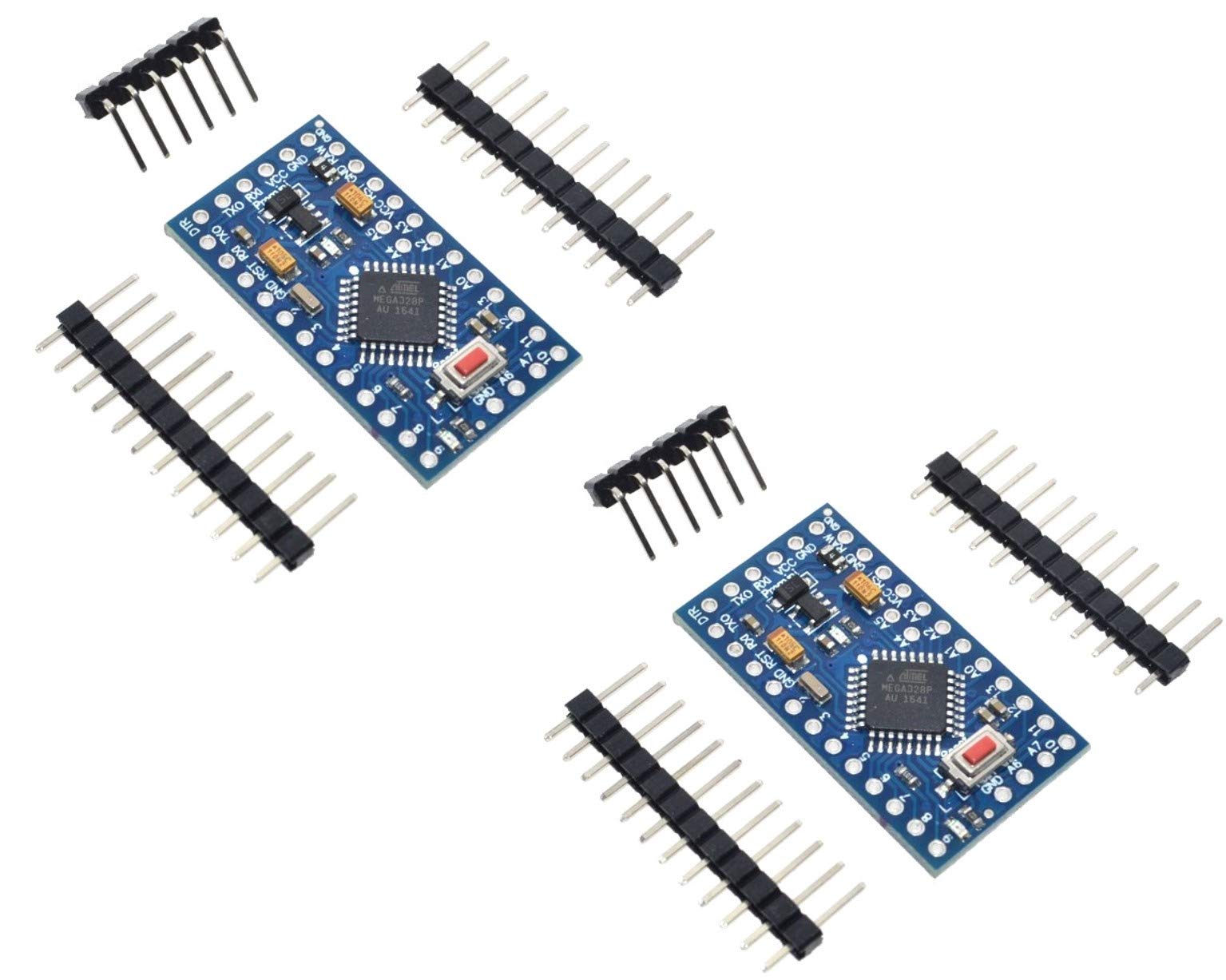 TECNOIOT 2pcs Pro Mini ATMEGA328P-AU 5V/16MHz Module with Bootloader Pin Header for Arduino is identical to Arduino Pro Mini Compatible with Arduino IDE with Pin Headers