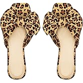 GORGLITTER Women's Bow Flat Sandals Dressy Square Open Toe Wedding Dress Summer 2026 Comfortable Slip On Slide Sandals