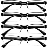 WEMOOTANTS 4 Packs Reading Glasses for Women Men Spring Hinge Half-rimmed Readers 1.0 1.5 2.0 2.5 3.0 3.5 4.0