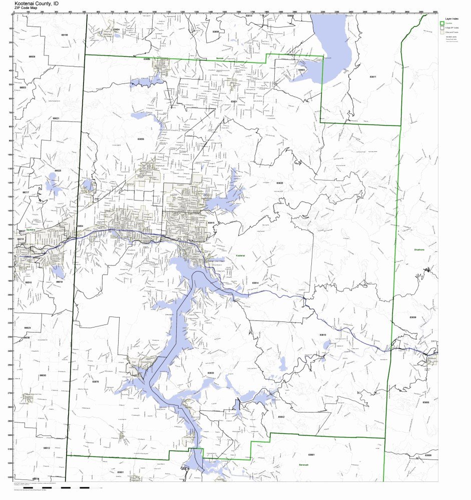 Map Of Kootenai County Idaho Amazon.com: Kootenai County, Idaho Id Código Postal No Mapa Laminado:  Productos De Oficina