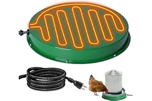 Shaledig Chicken Water Heater for Winter 12.4", 125W Thermostat Chicken Drinker Heater Base for 3–5 Gal Metal Plastic Poultry Waterer, Water Heater for Chickens Duck with 6.6' Power Cord (Green,1PACK)