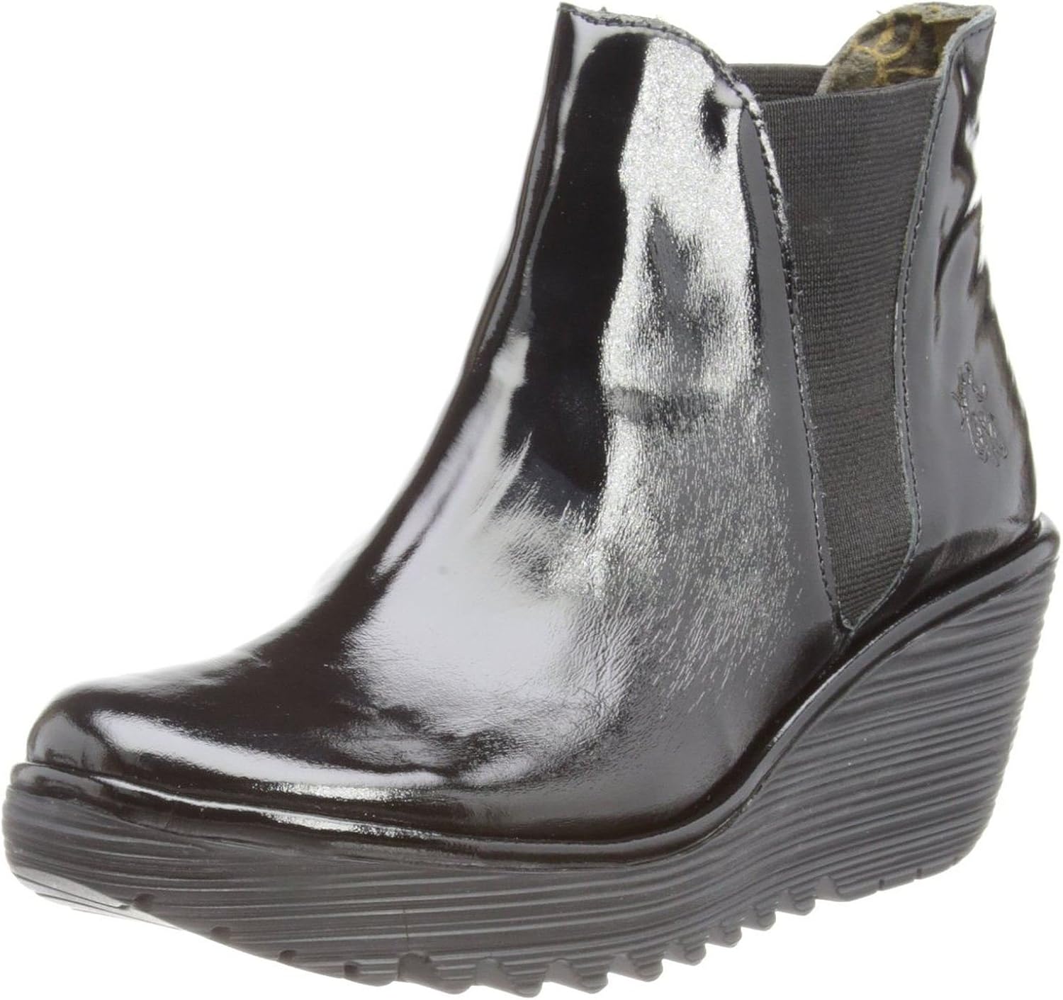 black patent wedge ankle boots