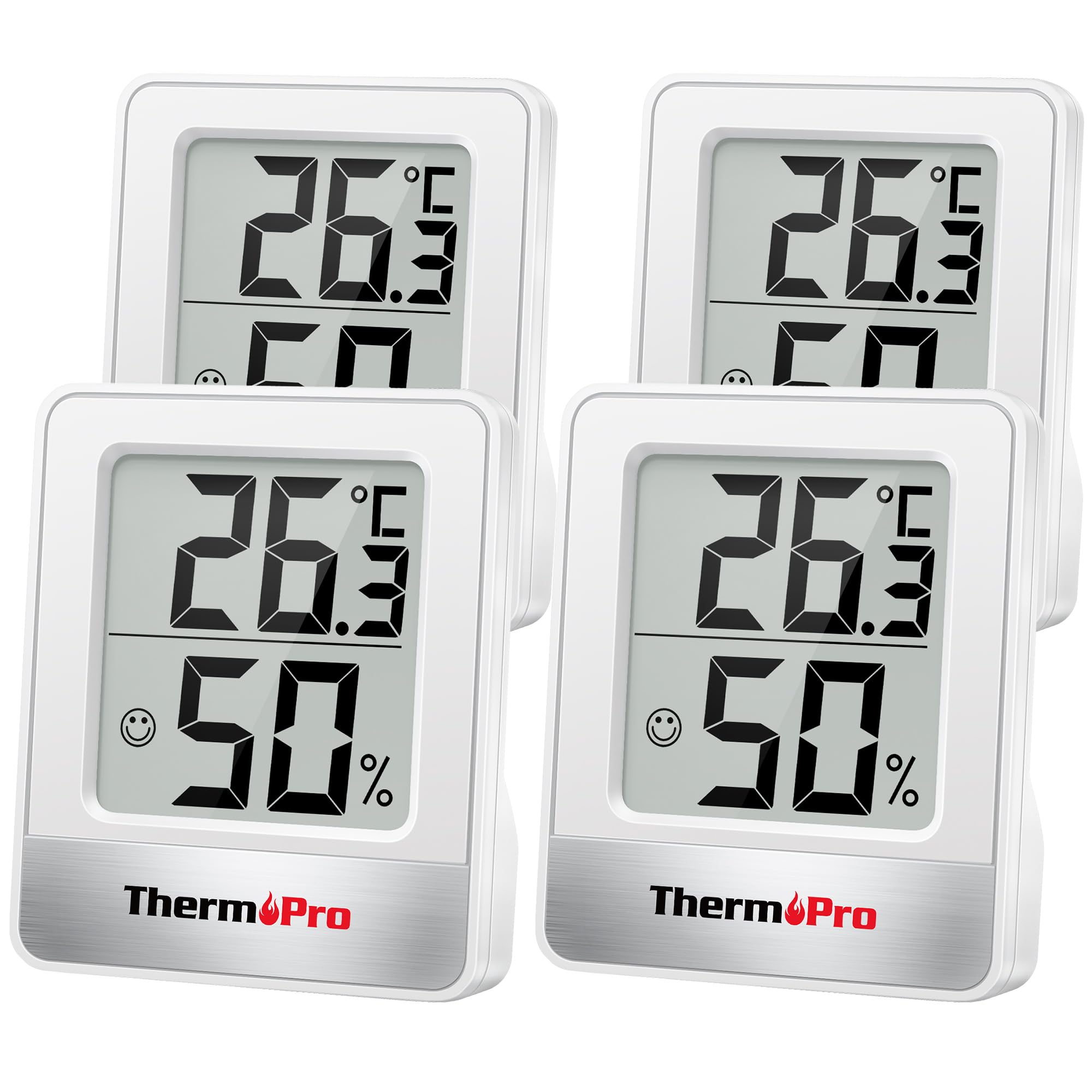 ThermoPro TP49 Digital Room Thermometer Indoor Hygrometer Mini Temperature Monitor Humidity Meter for Home Office Air Comfort Thermo Hygrometer, 4 Pack