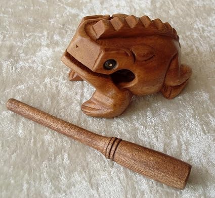 Strumento a percussione/giocattolo a forma di rana, effetto guiro, misura  media, 10 cm, proveniente da commercio equo e solidale: Amazon.it: Strumenti  musicali e DJ