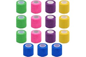 BRUVINTZ 15 Rolls Self Adhesive Bandage Wrap,Non-Woven Self Adherent Vet Wrap Tape Athletics Elastic Bandage for Sports,Pet B