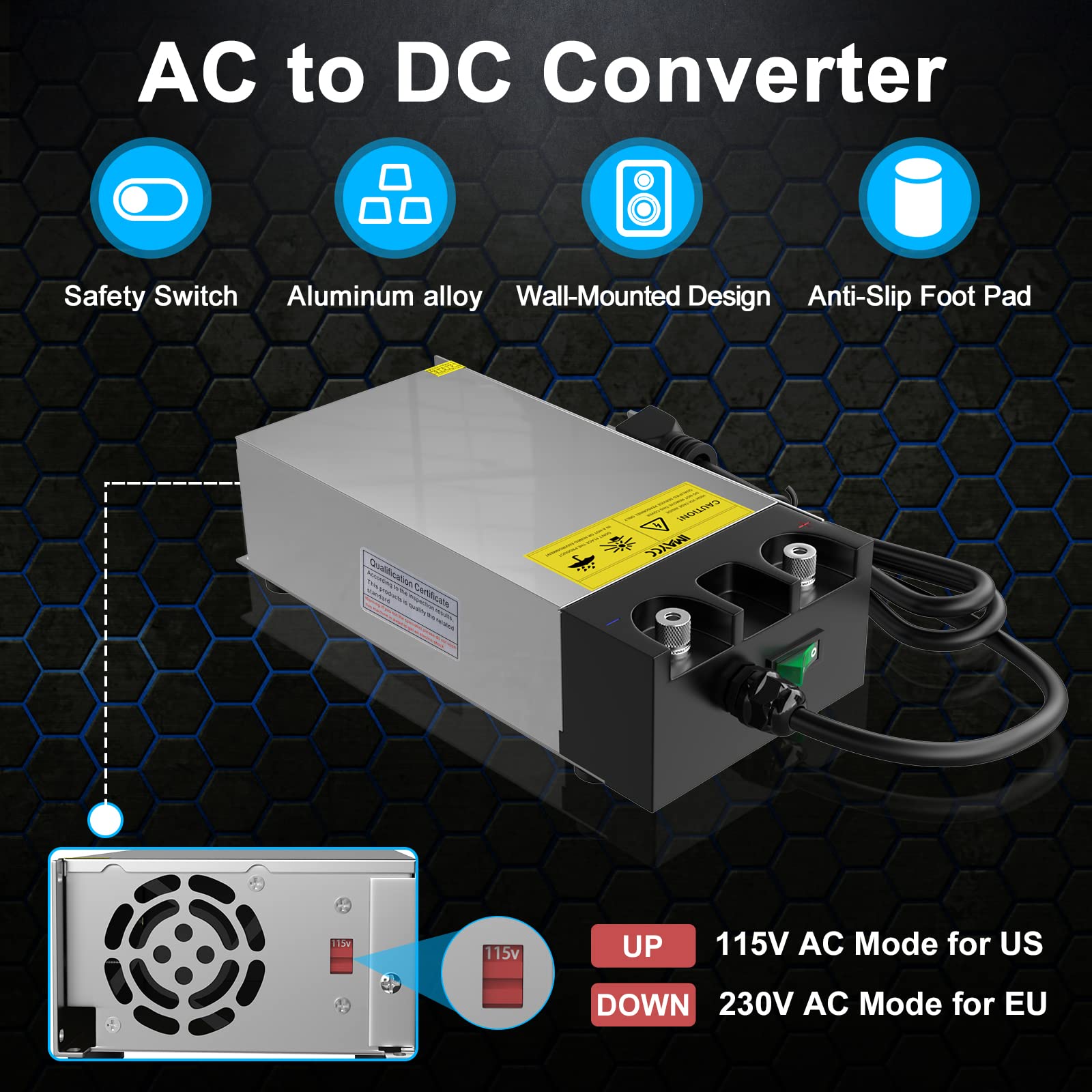 IMAYCC IMAYCC AC to DC Converter SMPS 110V to 12V Converter 12V DC Power Supply, Universal 120V to 12V Converter Transformer Max Current 83.4A 1000W