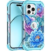 Rancase for iPhone 16 Pro Case,Three Layer Heavy Duty Shockproof Protection Hard Plastic Bumper +Soft Silicone Rubber Protective Case for Apple iPhone 16 Pro 6.3 inch,Glow in The Dark-Light Blue