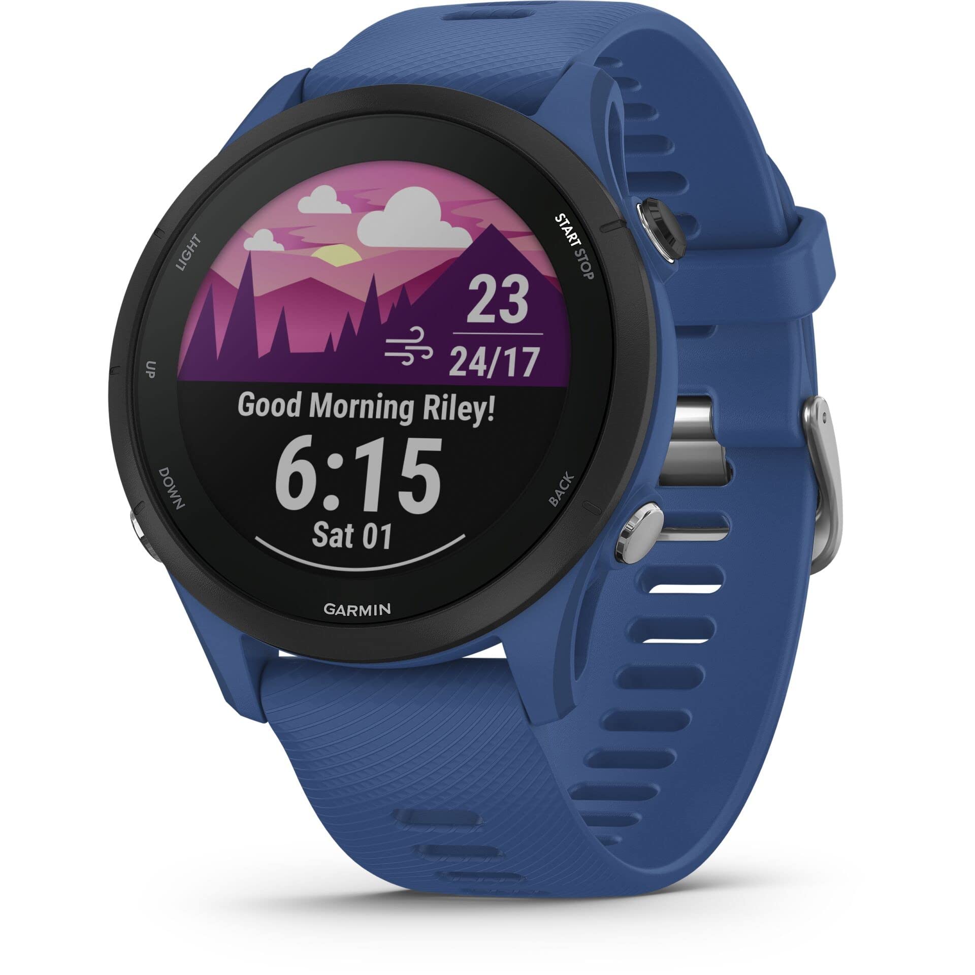 Garmin Forerunner 255, 46mm GPS running smartwatch, lightweight, advanced training & insights, safety & tracking features, up to 14 days battery life, Tidal Blue