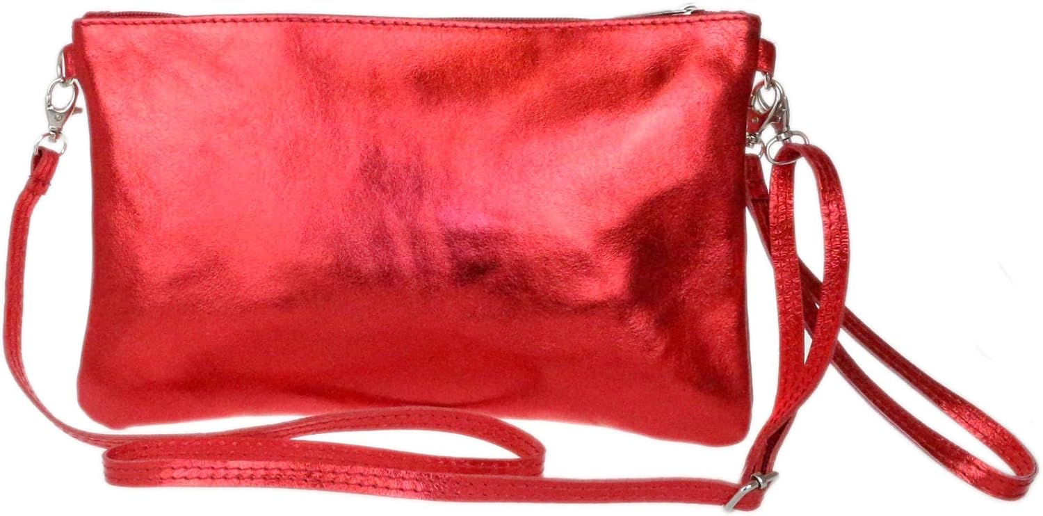 Girly Handbags Italian Snake Skin Metallic Leather Clutch Bag - Image 4