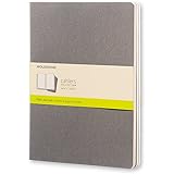 Moleskine Cahier Journal, Soft Cover, XL (7.5" x 9.5") Plain/Blank, Pebble Grey, 120 Pages (Set of 3)