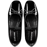 StillFancxy Ballet Flats with Bow Square Toe Ballerina Flats Slip on Bowknot Flat Shoes for Women Dressy Comfortable