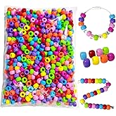 New Scratchles Rainbow Craft Pony Beads, 800 Pieces Acrylic Beads for DIY Jewelry Making, Friendship Bracelets, Hair Accessories, 6x9mm Multi-Color (Dark)