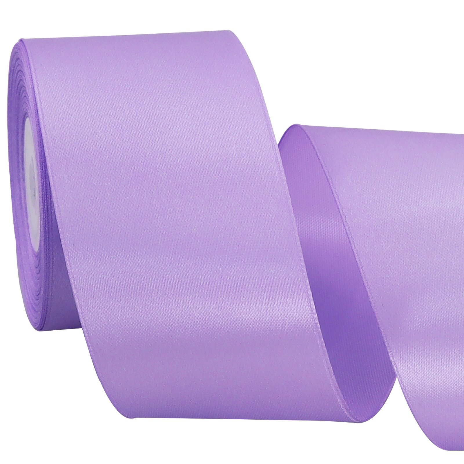 TONIFUL 2 Inch x 25 Yards Wide Light Purple Satin Ribbon Solid Fabric Ribbon for Gift Wrapping Crafts Chair Sash Eternal Flower Invitation Cards Hair Bows Sewing Party Wedding Decoration — image 1