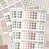 Jotlink Planner Stickers for Bullet Journal and Daily Planning, Color Coding Dots Numbers Dates Icons, 7 Sheets 1000+ Organization Set for Weekly and Monthly Layouts