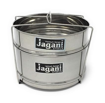 Jagani Steels 304 Quality Stainless Steel Stackable Separator with Wire Lifter for 5 L Cooker(Silver) - Set of 2