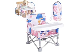 Otrolepota Portable Booster Seat, Toddler Baby Seat with Tray for Dining Table Compact Floor Chair for Camping Lawn Beach Babies Travel 6-36 Months