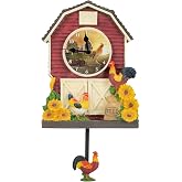 Mark Feldstein Farm Rooster Pendulum Wall Clock, 15 in | Resin stone construction; sunflower dial design; requires 1 AA battery, not included; removable pendulum