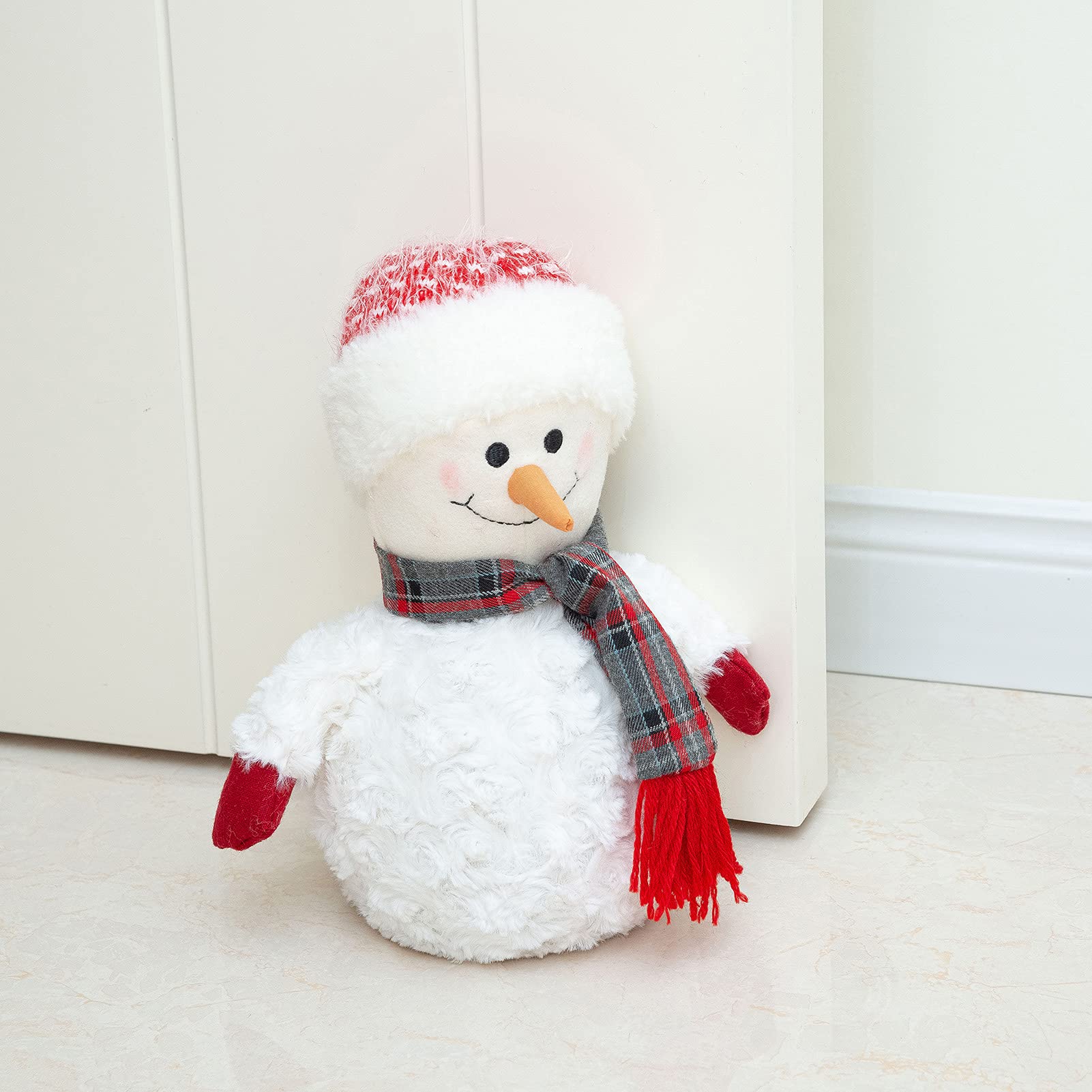 Marwood Cute Door Stopper Decorative Door Stops for Home and Office, Stuffed Fabric Christmas Door Stopper Weighted Interior Doorstop Floor Decorative - Snowman with Red Cap — image 1