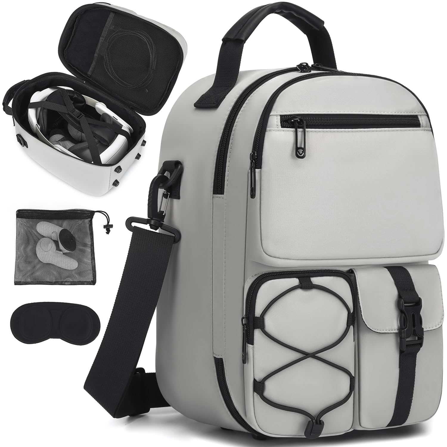 Carrying Case Compatible with Meta Quest 3S/Quest 3/Oculus Quest 2/Vision Pro/VR Elite Strap Headset and Controller Accessories, Travel Storage Bag for gaming, Suitable for Home Storage, Gray
