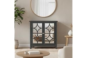 Homy Casa Accent Cabinet Storage Cabinet with Mirrored Doors and Adjustable Shelf 31.5 Inch for Living Room and Dining Room a