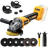 Aiderar 4-1/2" Cordless Angle Grinder Tool For Dewalt 20V Max (NO Battery) | Brushless Motor, Safe Start &amp; Trigger Switch, 3-Speed, 2 Metal Safety Guards, 5/8"-11 Spindle Fits Most 4-1/2" Accessories