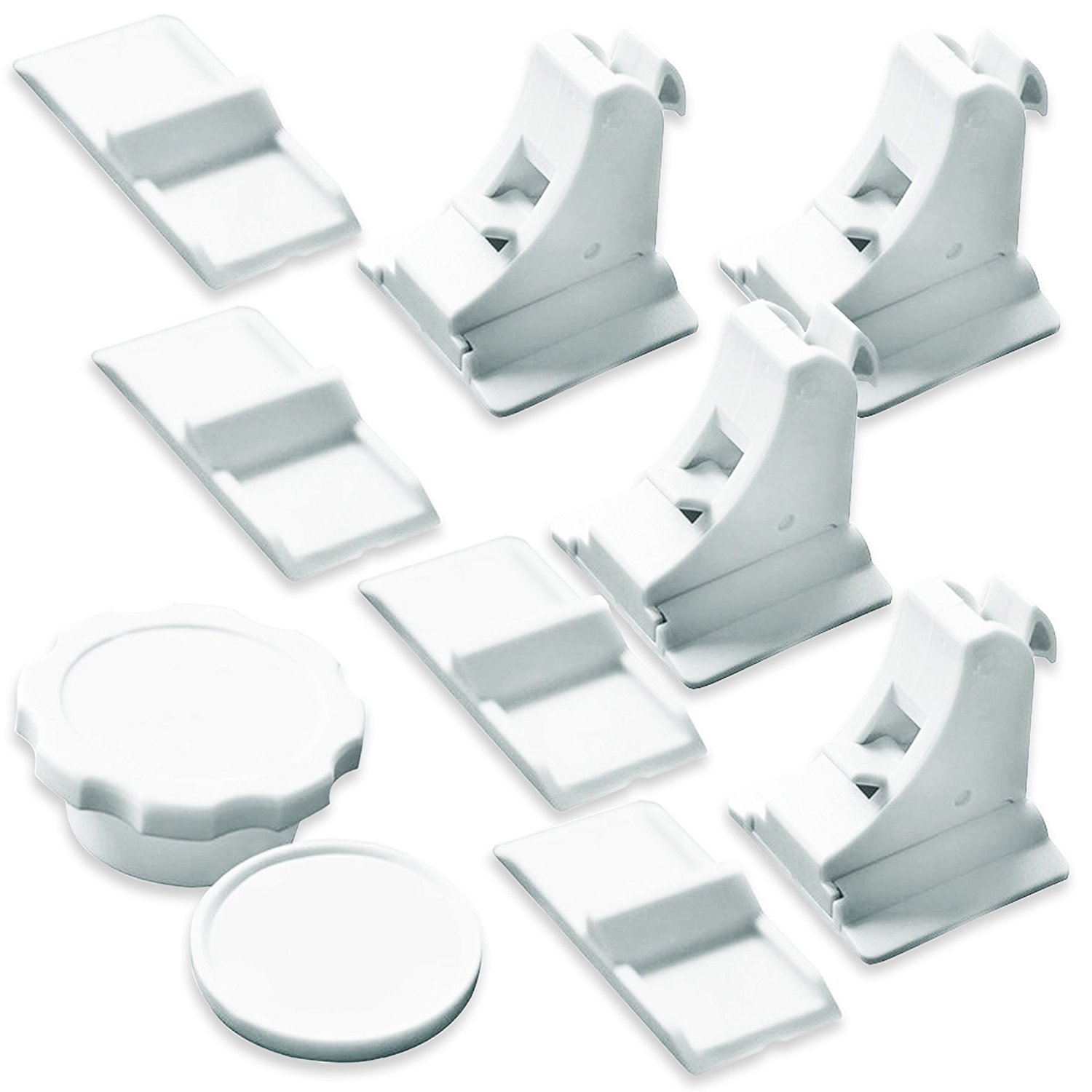 4 x NEVEQ Magnetic child locks for baby safety care and kids proofing (4 locks & 1 key). No tools needed - easy application to kitchen drawer, cabinet door, wardrobe and cupboard.