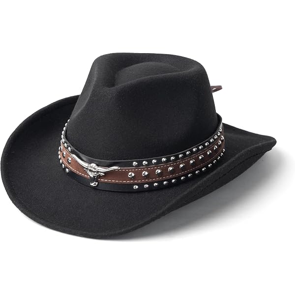 Retro Leather Band Winter Warm Women Men Felt Cap Cowboy Hat  display picture 2