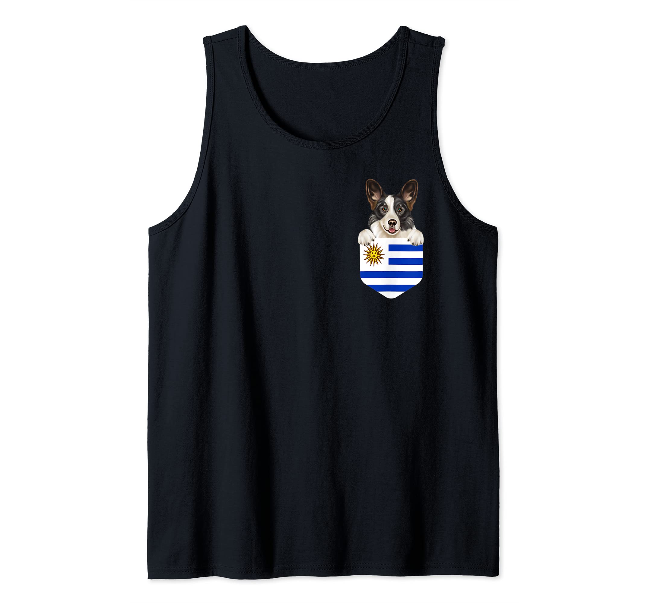 Uruguay Flag Cardigan Welsh Corgi Dog In Pocket Tank Top