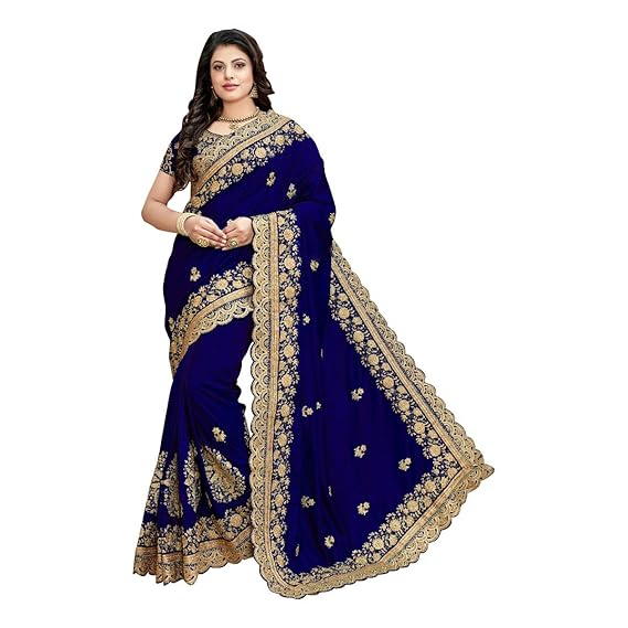 Women's Silk Blend Saree With Blouse Piece