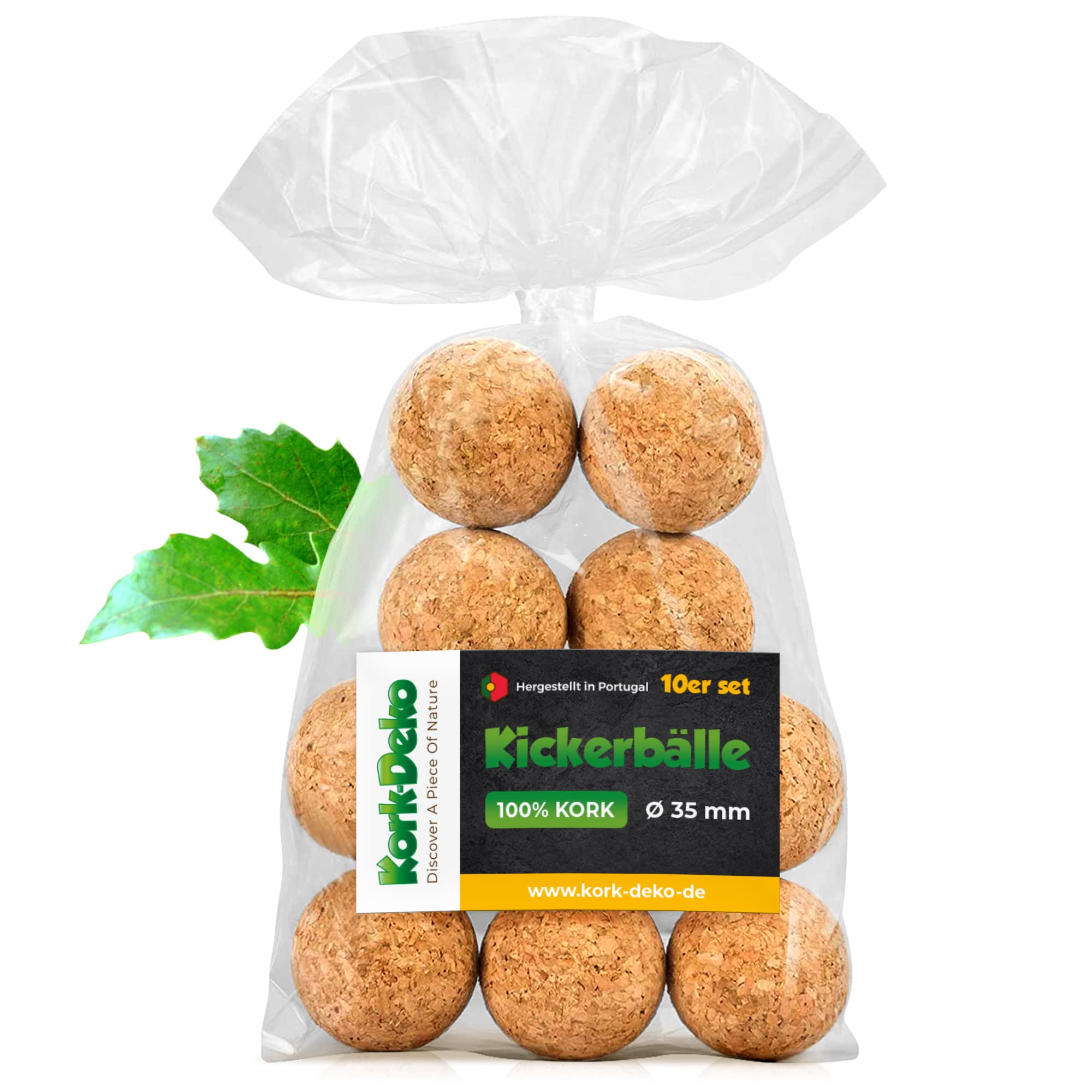 Kork-Deko 10 pcs. Cork Balls for Table Football, Ø 35 mm (standard), Natural Cork, Quiet, Set of 10
