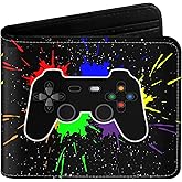 EXXBYELI Boys Wallet Gifts for Gaming, Aesthetic Gamepad Wallets Credit Id Card Cash Holder Rfid Blocking Zipper With Coin Pocket Id Window Wallets for Teen Gamers Men Boy Teenager