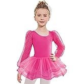 Zaclotre Ballet Leotards for Girls Mesh Long Sleeve Toddler Tutu Dress Dance Outfit Ballerina Costume