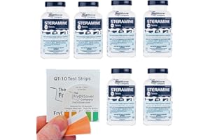 THE FRYOILSAVER COMPANY Pack of 6 (900 Tab) Steramine Sanitizing Tablets w/ 30x QT-10 Test Strips by FryOilSaver Co., Steramine Multi Purpose Contact Solution Sanitizer Tablets for Gym, Hotel, Bar, Restaurants & Food Service