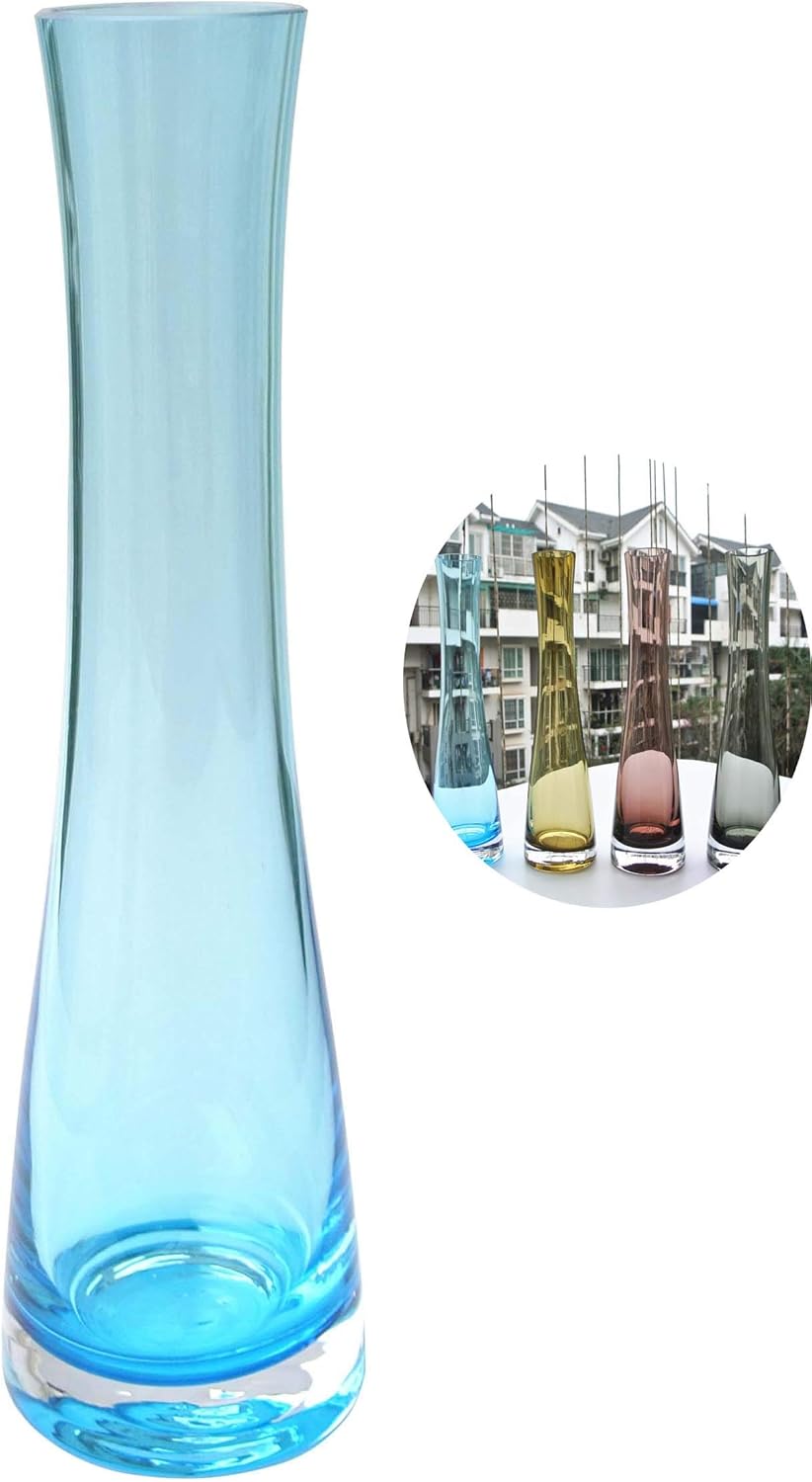 CN CRAFTS HandMade Blown Art Bud Glass Vase, Single Stem