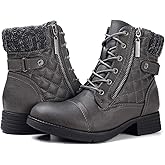STQ Women's Combat Boots Lace up Ankle Booties