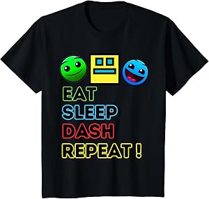 Eat Sleep Dash Repeat Video Game Geometry Video Gamer T-Shirt