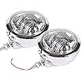 DAONUE 4.5inch Chrome Fog Light Assembly Led Motorcycle Passing Light with Lamp Housing Trim Ring Bucket