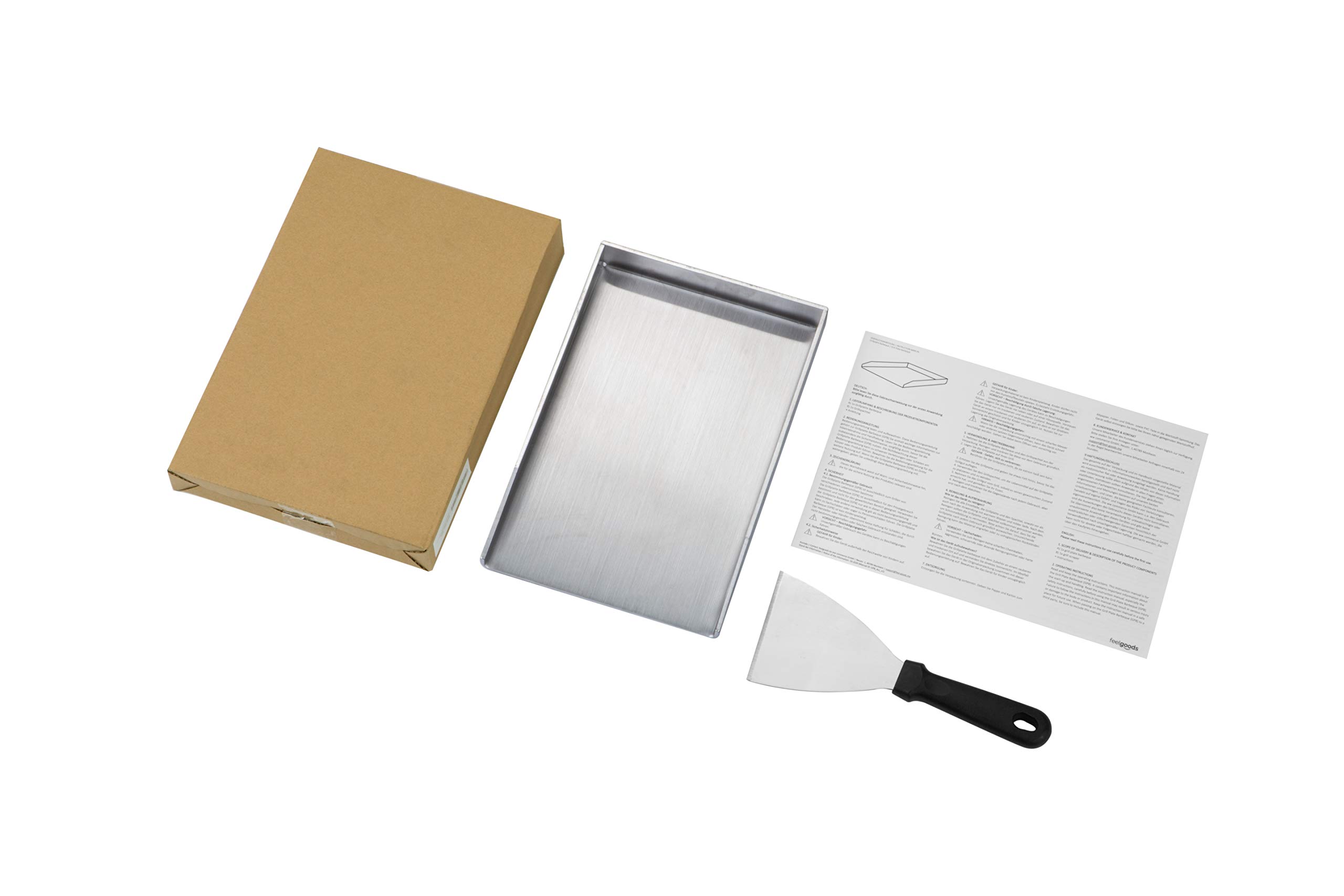 Smartpeas Edelstahl Grillplatte - Plancha Universalgröße 20 X 30 Cm Für Viele Kohle - Und Gasgrills Plus Grillspachtel 7