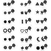 Vegolita 18Pairs 20G 18G Stainless Steel Tiny Stud Earrings for Women Cartilage Helix Earrings Ball Star CZ Earrings