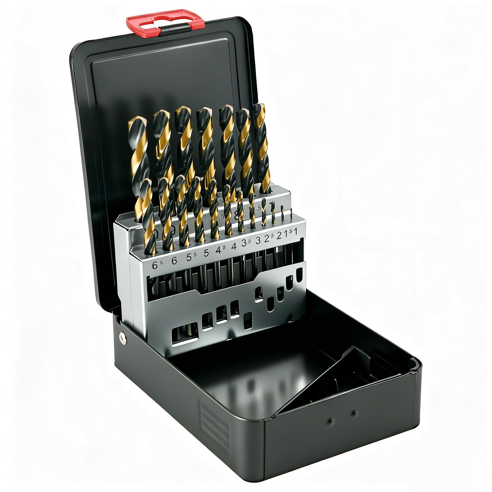NORTOOLS Drill Bit Sets,19 PCS M2 Turbo HSS-G Metal Drill Bits with Triangle Shank,Self-Centering 135° Tip for Metal,Stainless Steel,Copper(1.0-10mm)