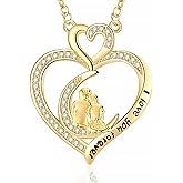 GemJelry Valentine Necklace for Women, Valentines Day Gifts for Her I Love You Girlfriend Necklace Heart Pendant Rhinestone Jewelry with Box Birthday Mothers Day Gifts