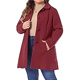 Agnes Orinda Plus Size Womens Winter Coats Classic Button Down Single Breasted Peacoat Long Coat