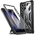 POETIC Spartan Case Compatible with Galaxy S23 Ultra 5G 6.8 inch, Built-in Screen Protector Work with Fingerprint ID, Full Body Rugged Shockproof Cover Case with Kickstand, Metallic Gun Metal